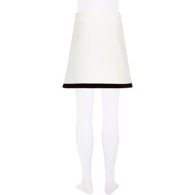 Girls white A-line mono skirt